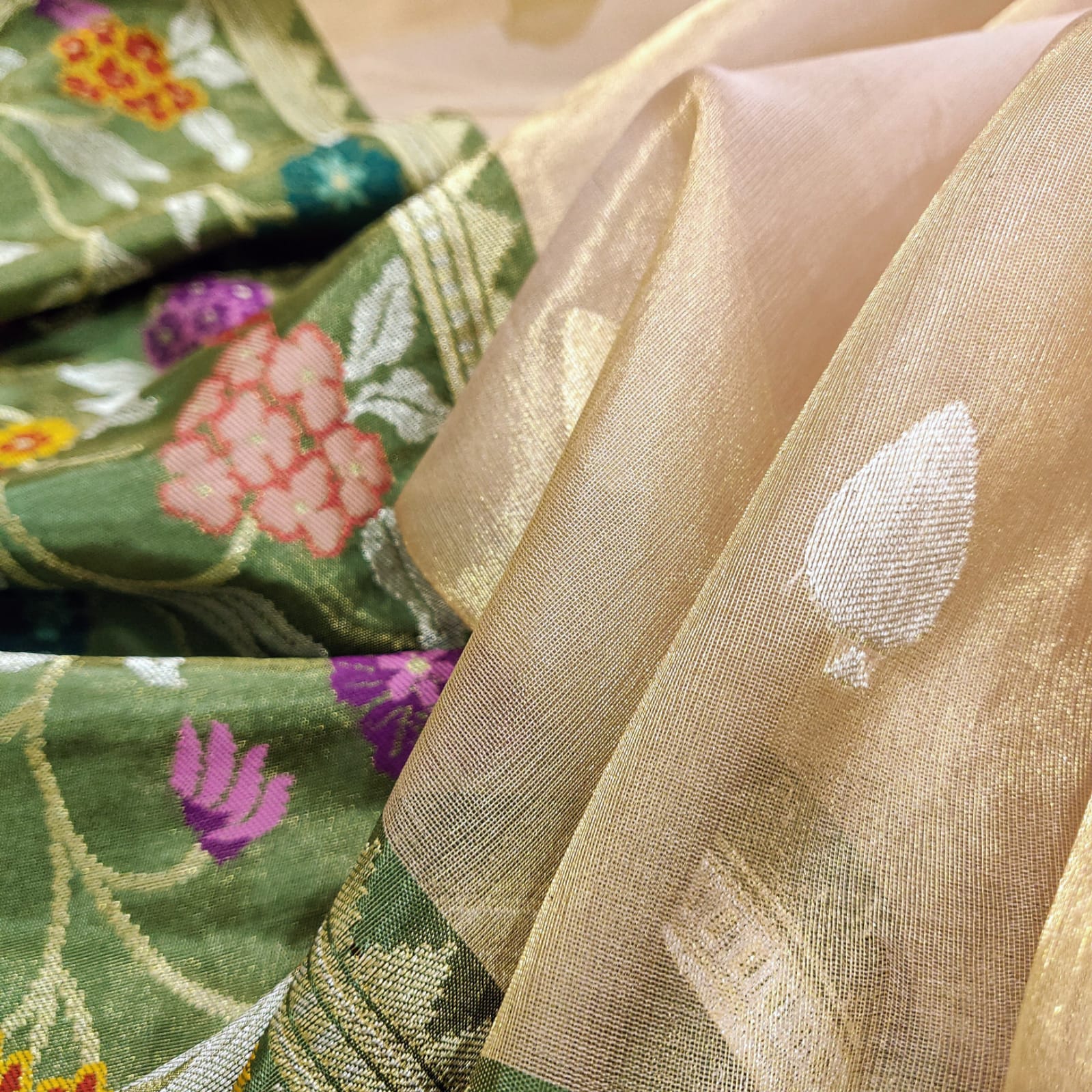 Savisha kora tissue handwoven saree - Saffronfashionindia