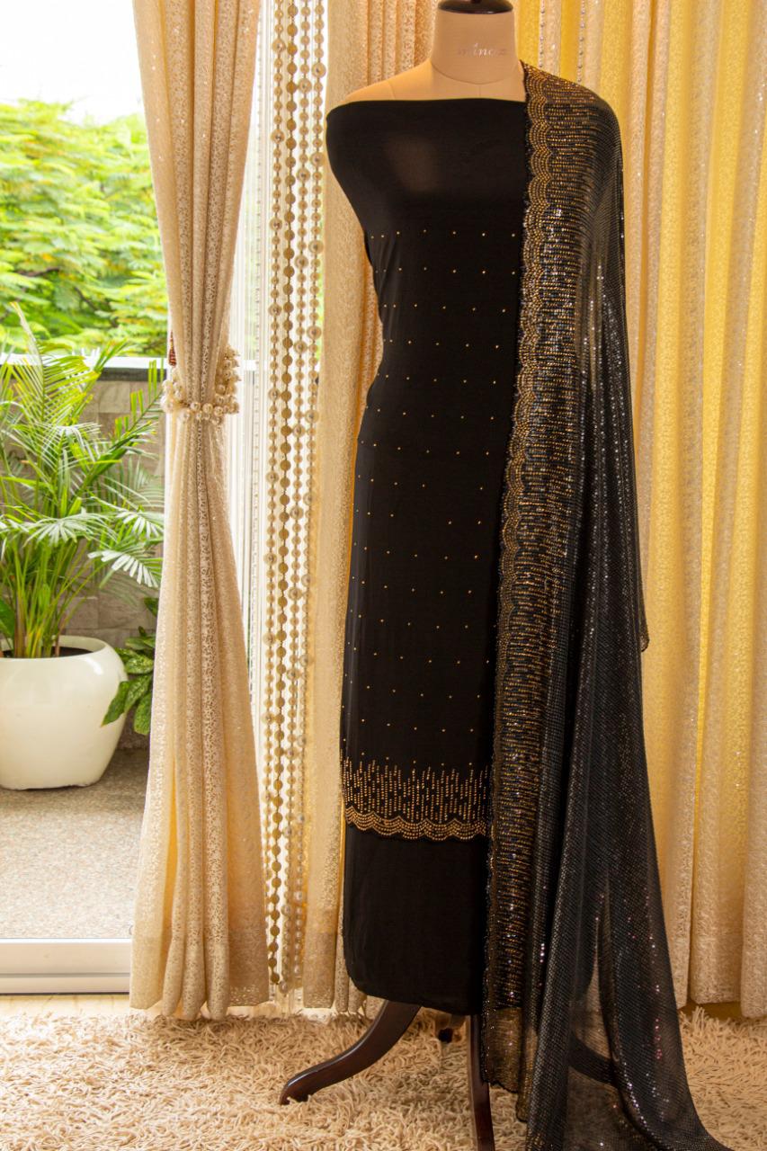 Sparkling crepe salwar suit - Saffronfashionindia