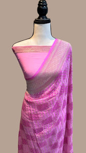 Pink Banarsi gorgette sari
