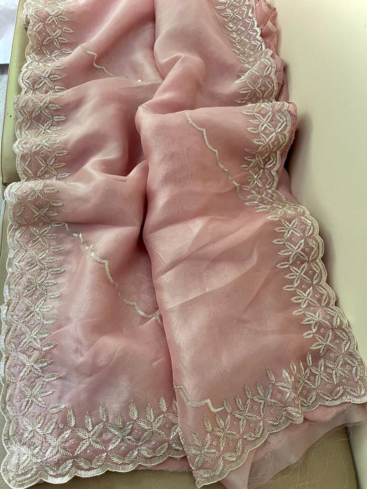 Piyali indian partywear organza saris - Saffronfashionindia