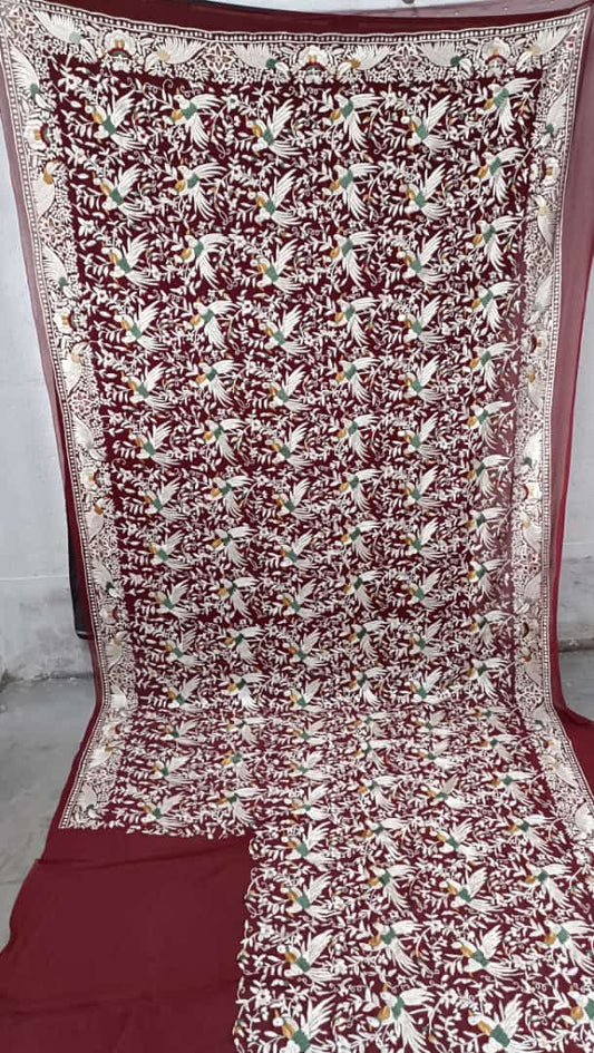 Faruq Parsi gara saree Pakistani saree - Saffronfashionindia