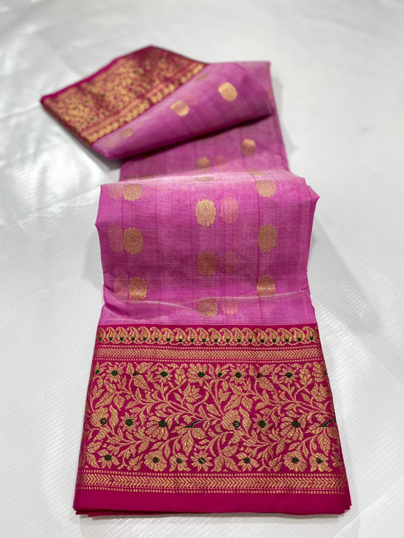Vanita pink Chanderi silk sari