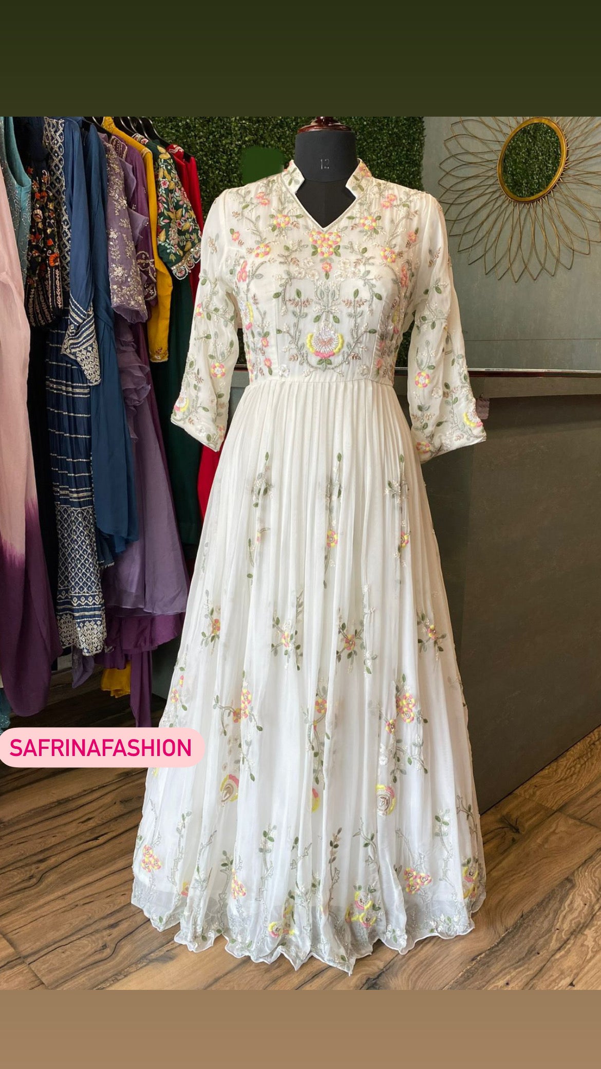 Embroidered fairly gown - Saffronfashionindia