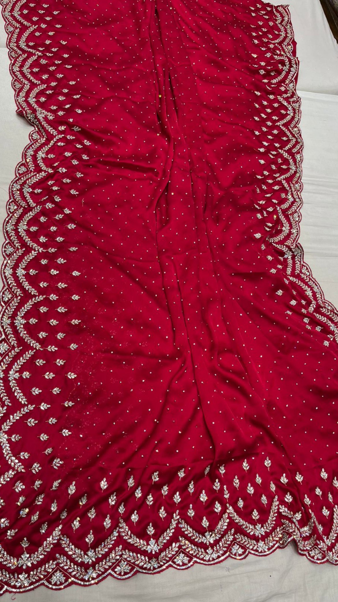 Zarkan satin reception saree - Saffronfashionindia