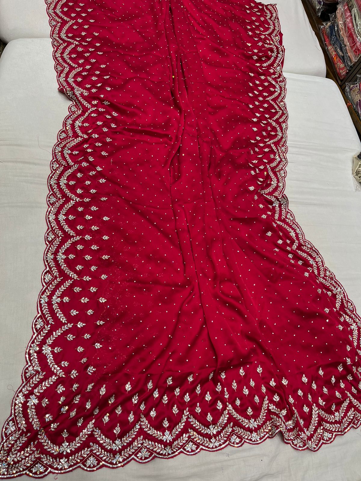 Zarkan satin reception saree - Saffronfashionindia