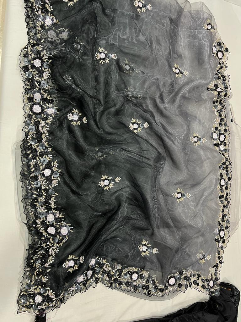 Billie sequins partywear sequins saree - Saffronfashionindia