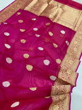 Gulabi Banarsi kora silk sarees