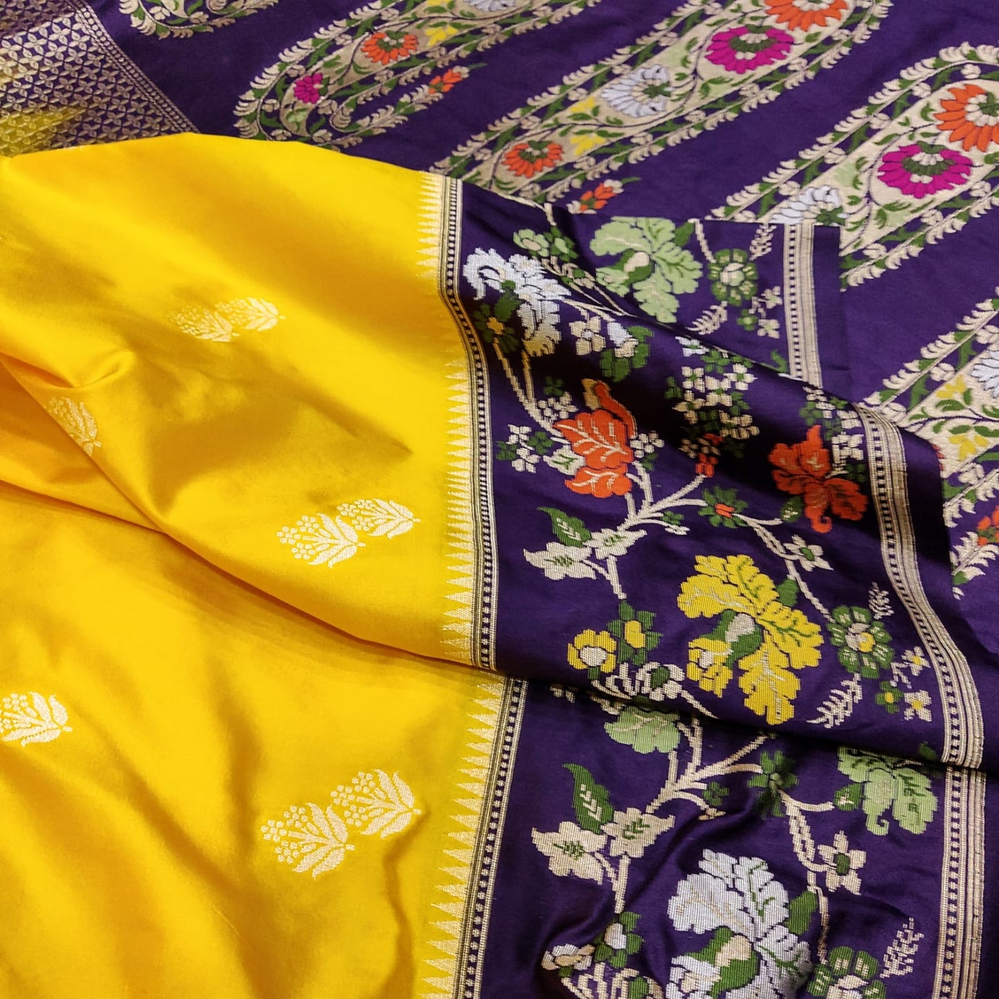 Gemeie Katan silk handwoven saree Saffronfashion