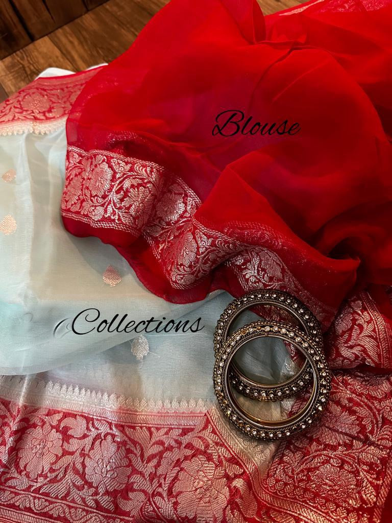 Pavisha Banarsi chiffon Indian saree - Saffronfashionindia