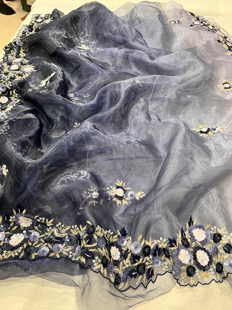 Billie sequins partywear sequins saree - Saffronfashionindia