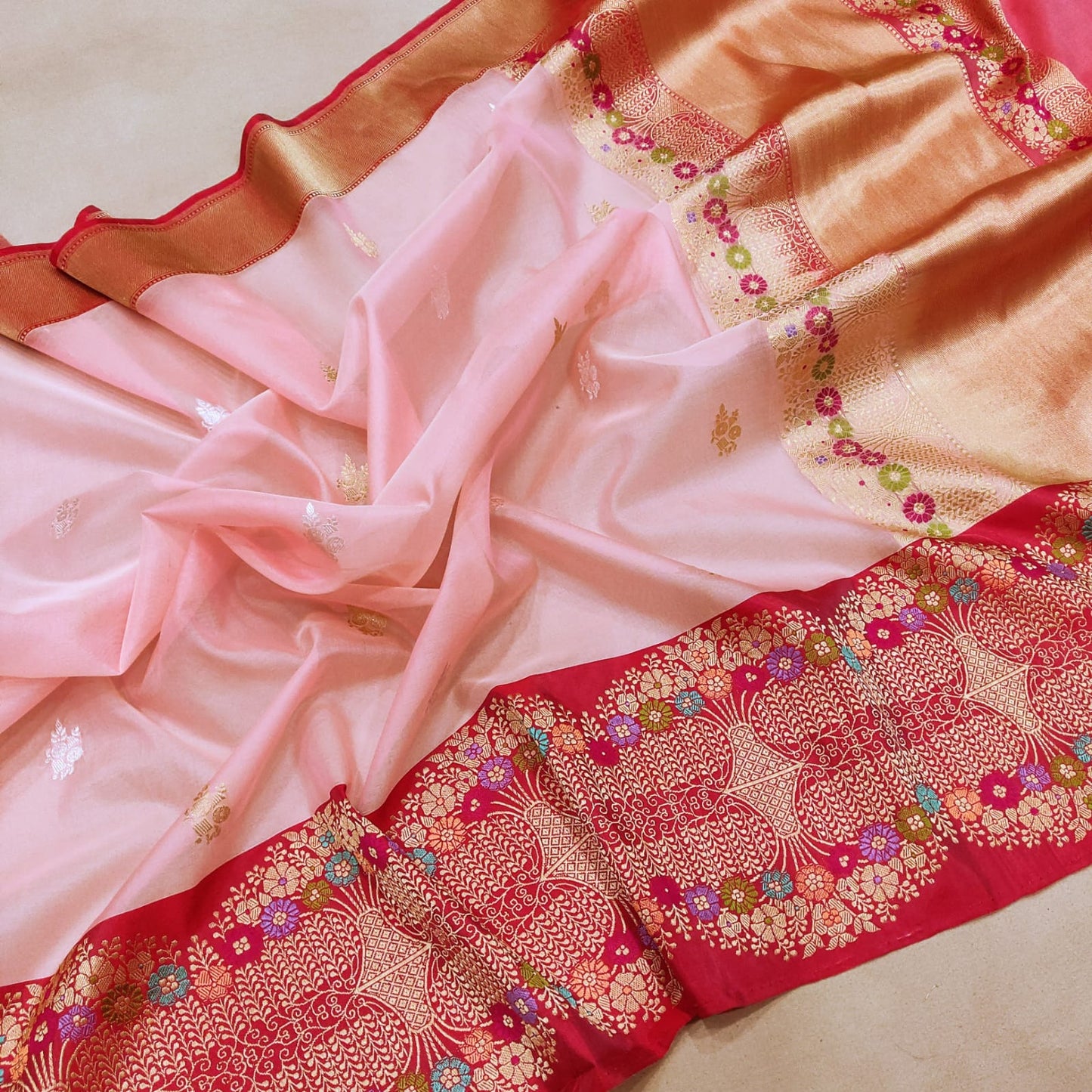 Milika kora silk handwoven saree - Saffronfashionindia