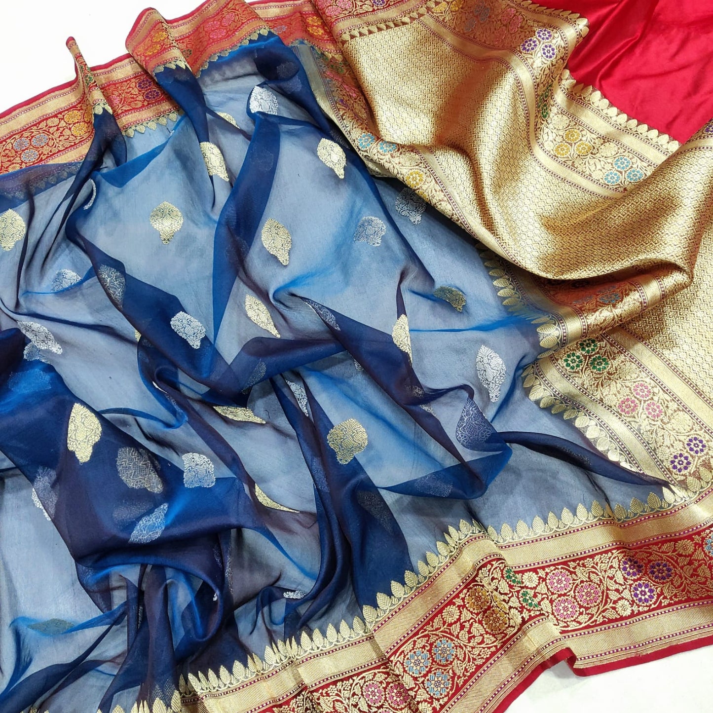Royal handwoven kadwa kora saree - Saffronfashionindia