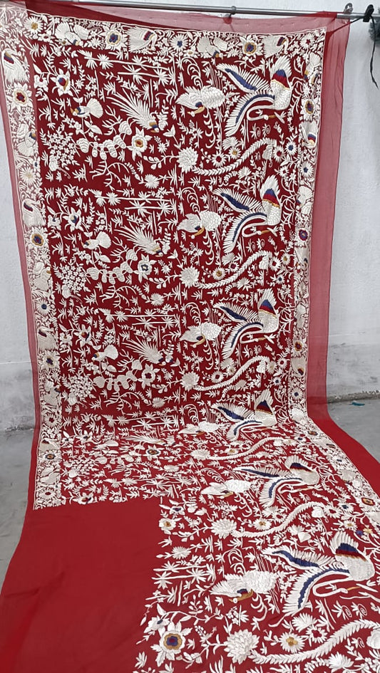Rangbhari jubedha Parsi gara saree - Saffronfashionindia