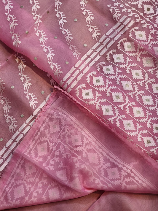 Nivara organza dhakai inspired saree - Saffronfashionindia