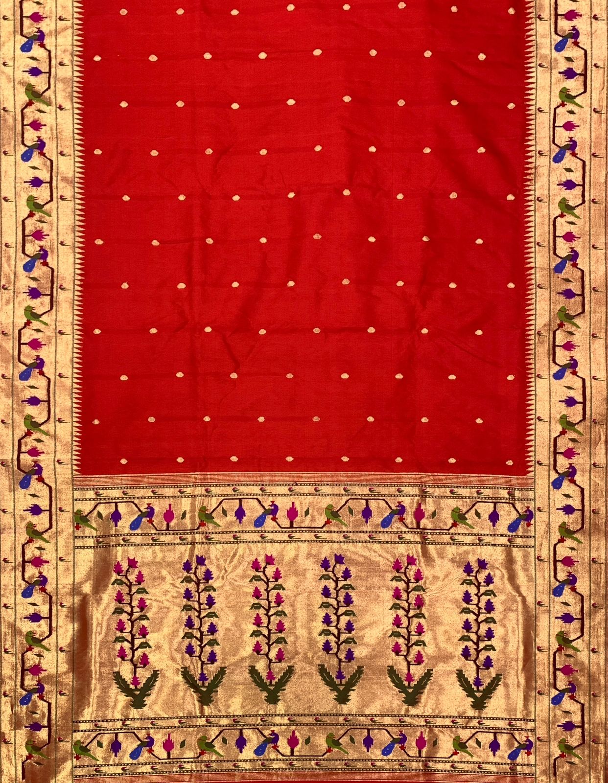 Muniya Paithani handloom brocket ethnic saree - Saffronfashionindia