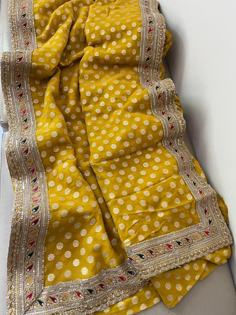 Meenakari bordered khaddi gorgette sarees - Saffronfashionindia