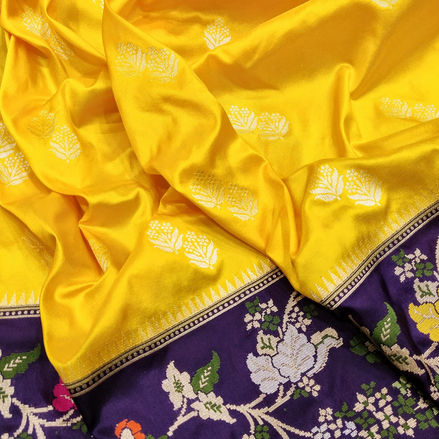 Gemeie Katan silk handwoven saree Saffronfashion