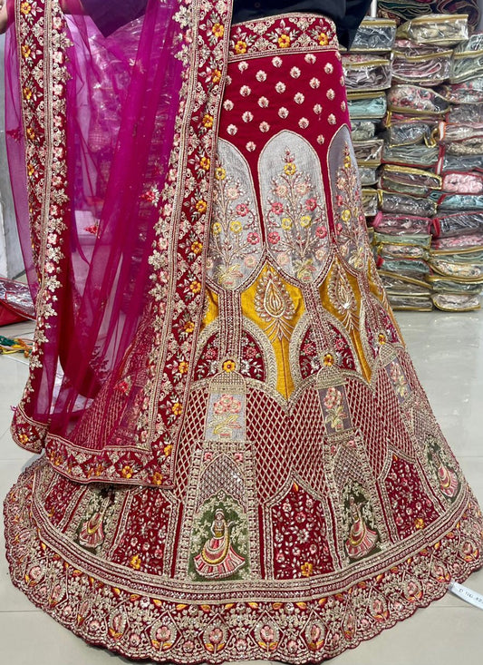 Indiana heritage velvet lehanga - Saffronfashionindia