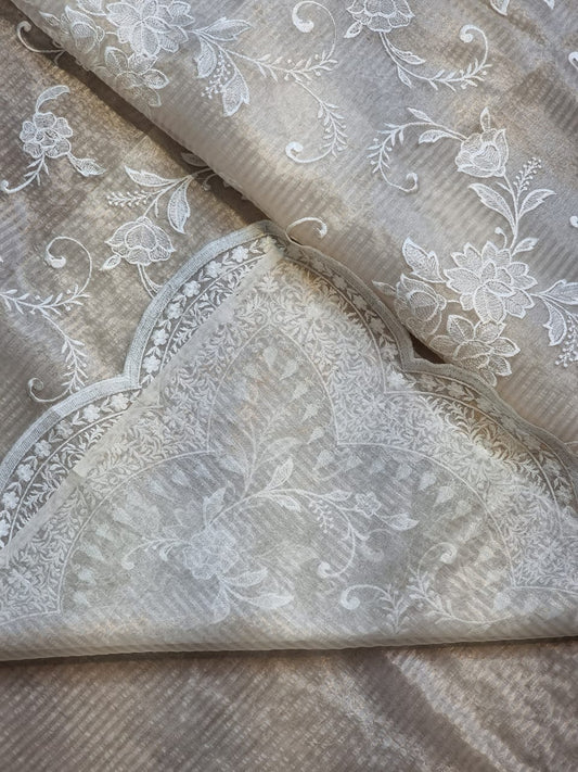 Ruvi organza silk tissue saree - Saffronfashionindia