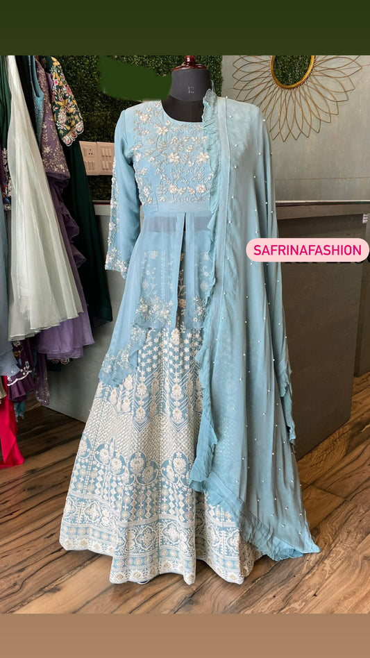 Kismis gorgette Lucknowi suit - Saffronfashionindia