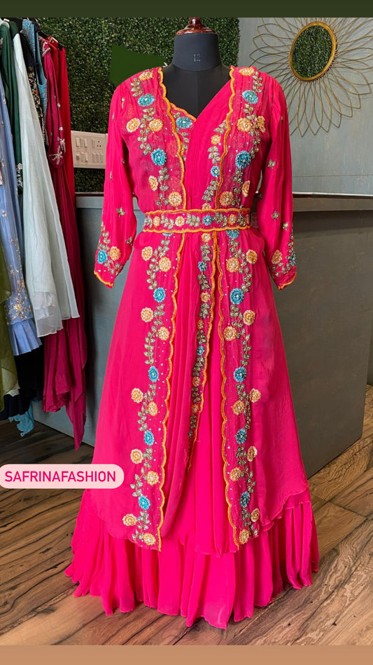 Navesha pink indowestern dress - Saffronfashionindia