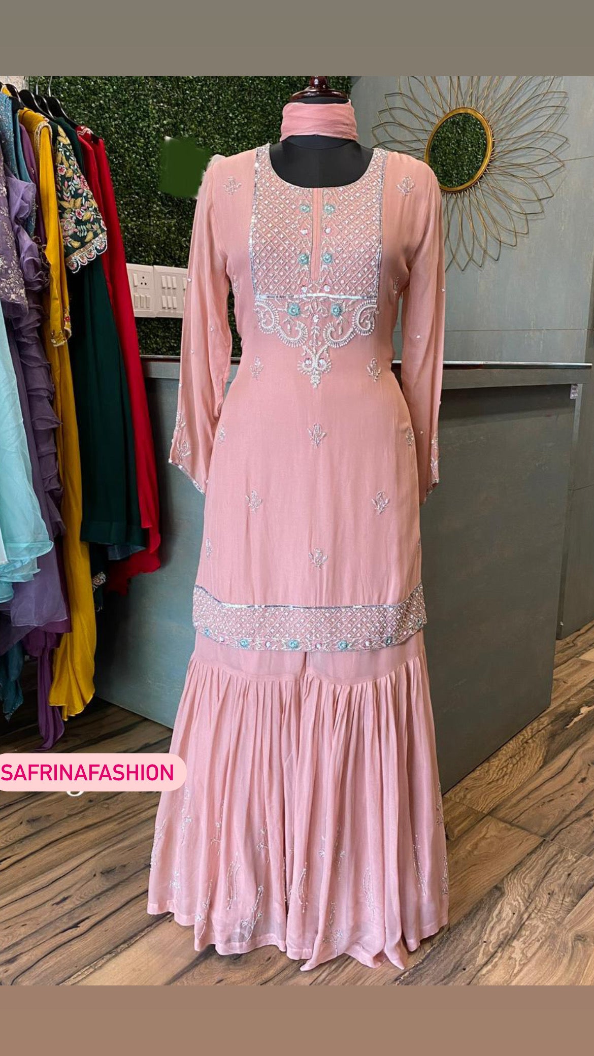 Jinaha pink beautiful dress bridesmaid dress - Saffronfashionindia