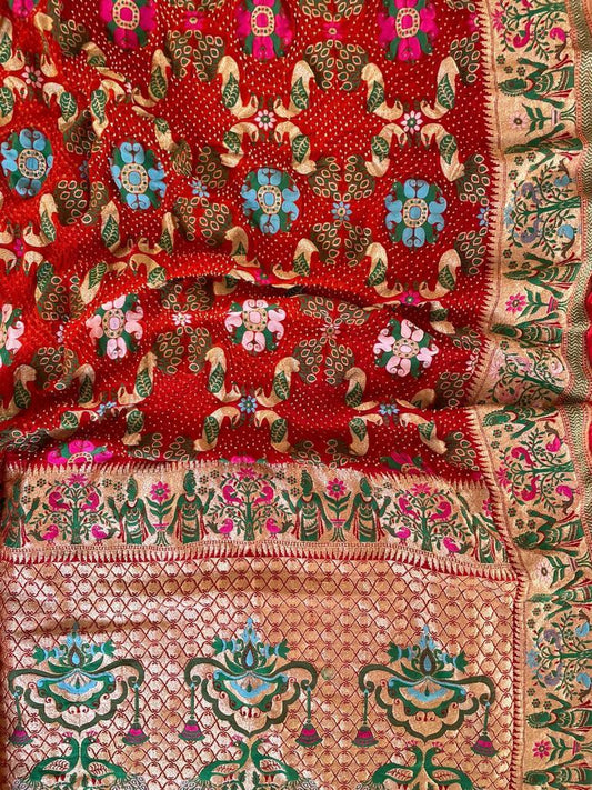 Gulshan bandhej Meenakari dupatta - Saffronfashionindia