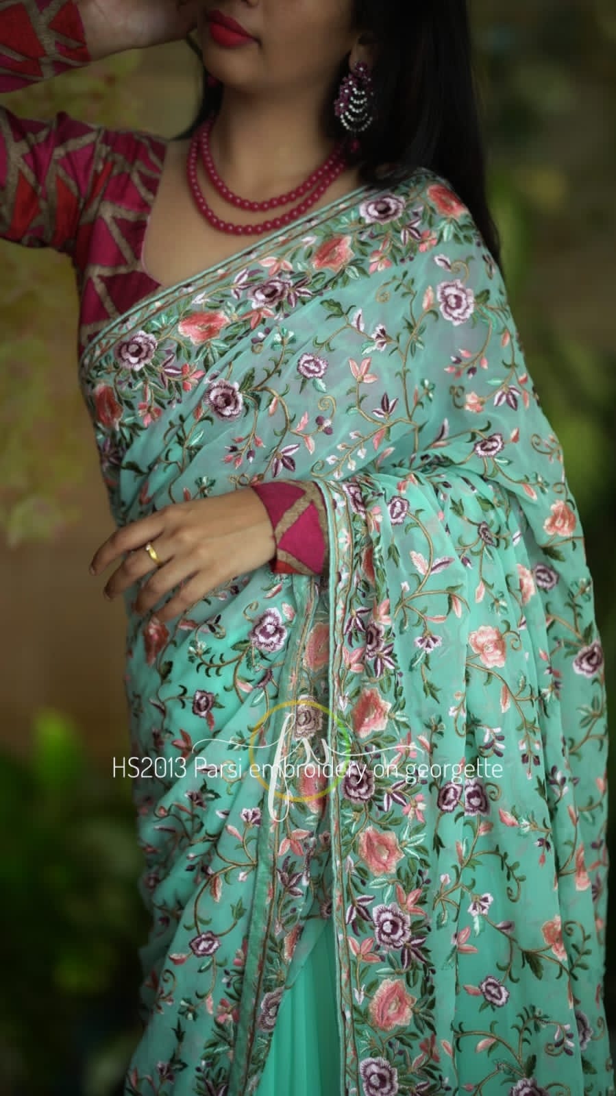 Karva parsi inspired gorgette saree - Saffronfashionindia