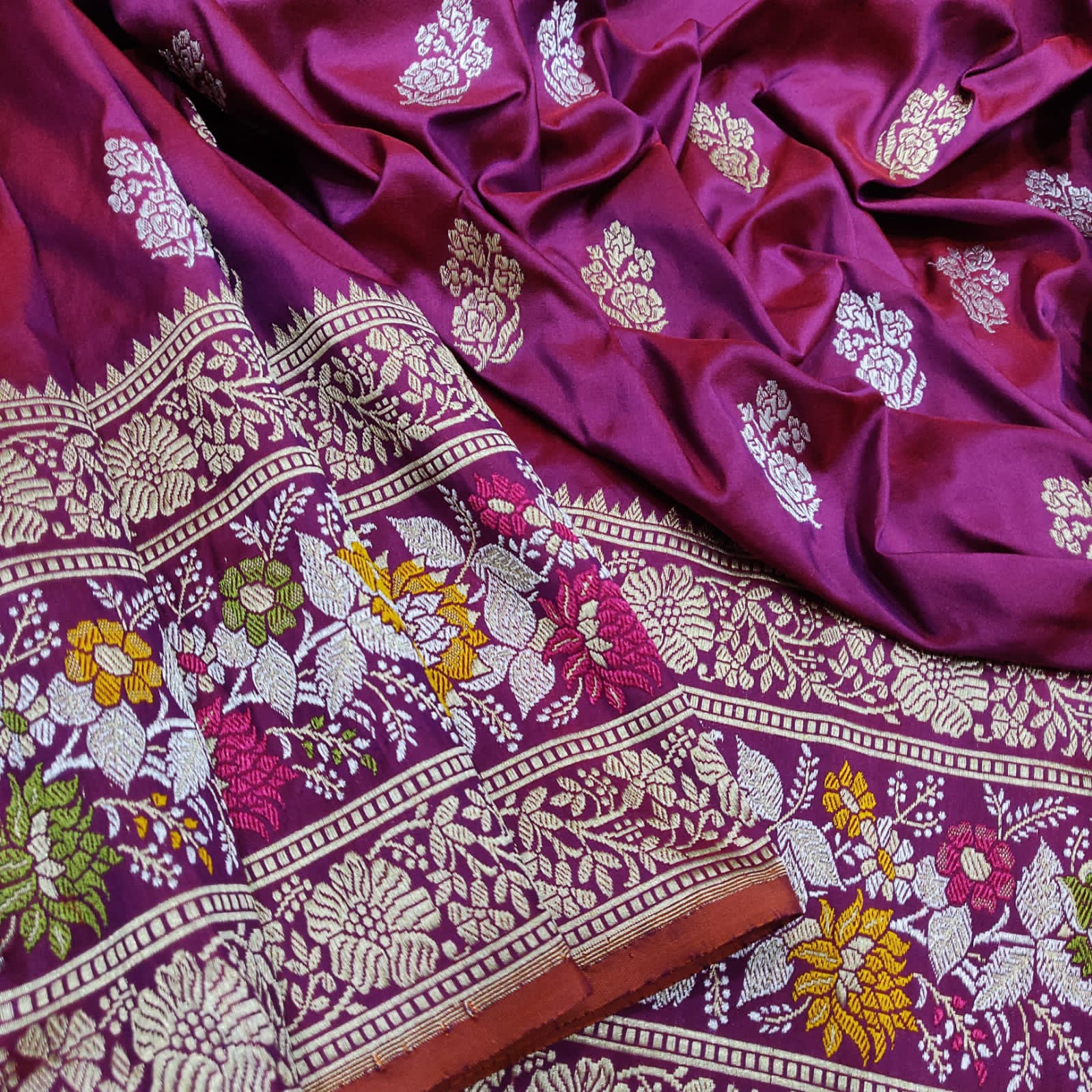 Muhani Katan silk handwoven sarees - Saffronfashionindia