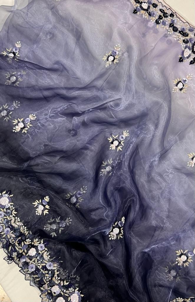 Billie sequins partywear sequins saree - Saffronfashionindia