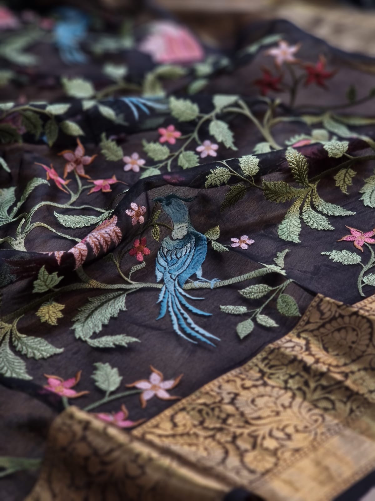 Lilac inspired embroidered saree - Saffronfashionindia