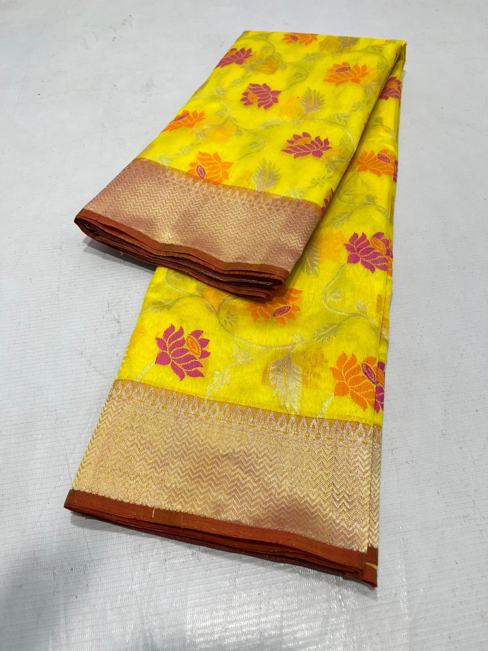 Henish Chanderi silk saree - Saffronfashionindia