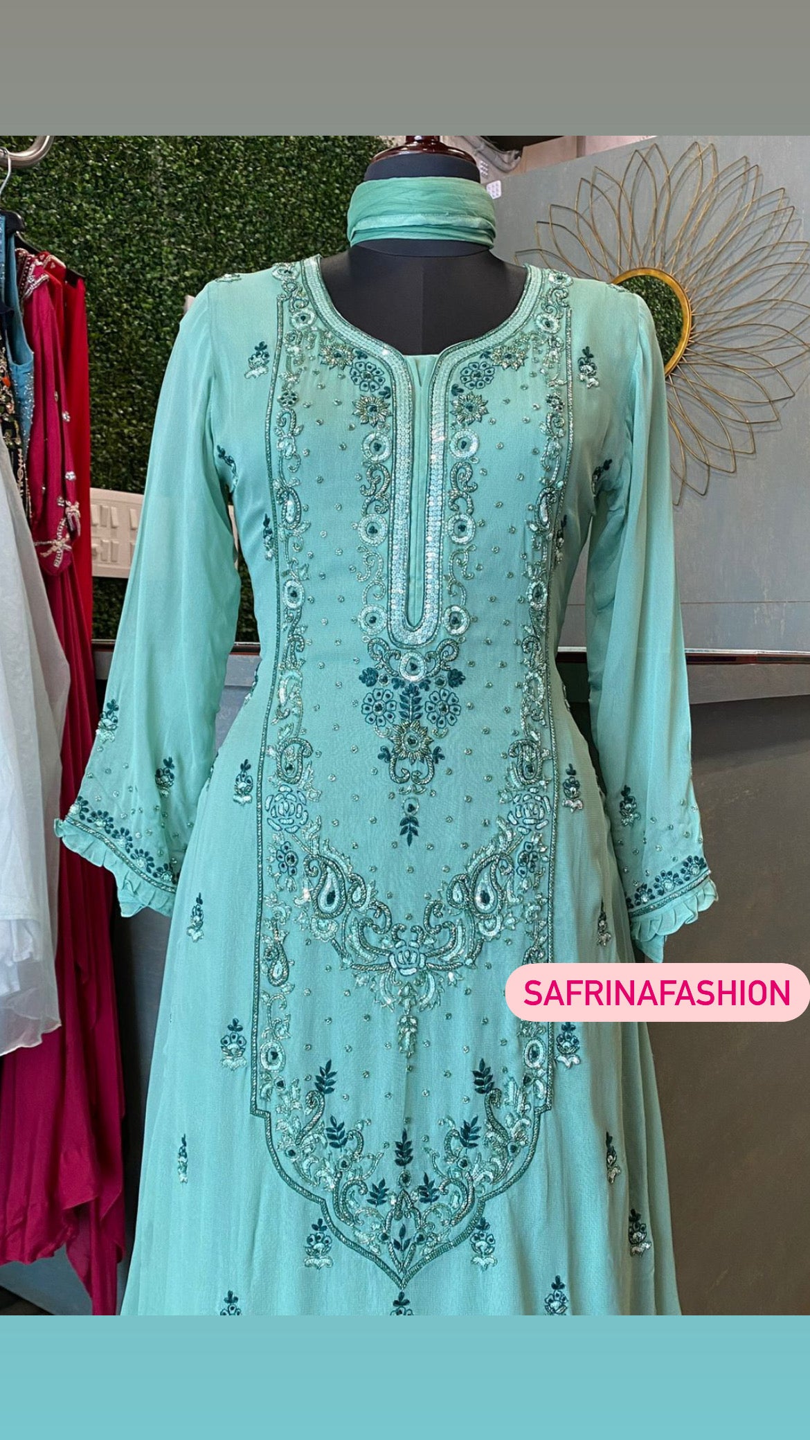Mahima gorgette kurta dress - Saffronfashionindia
