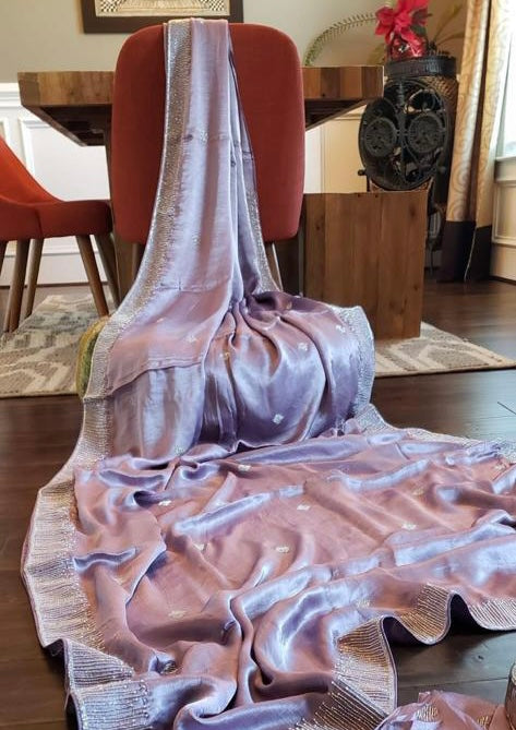 Satin katdana gorgette saree