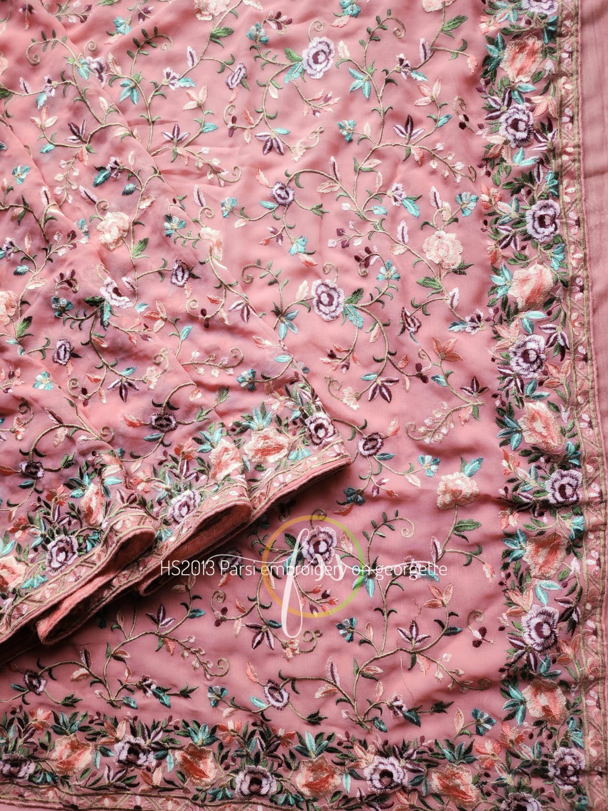 Karva parsi inspired gorgette saree - Saffronfashionindia