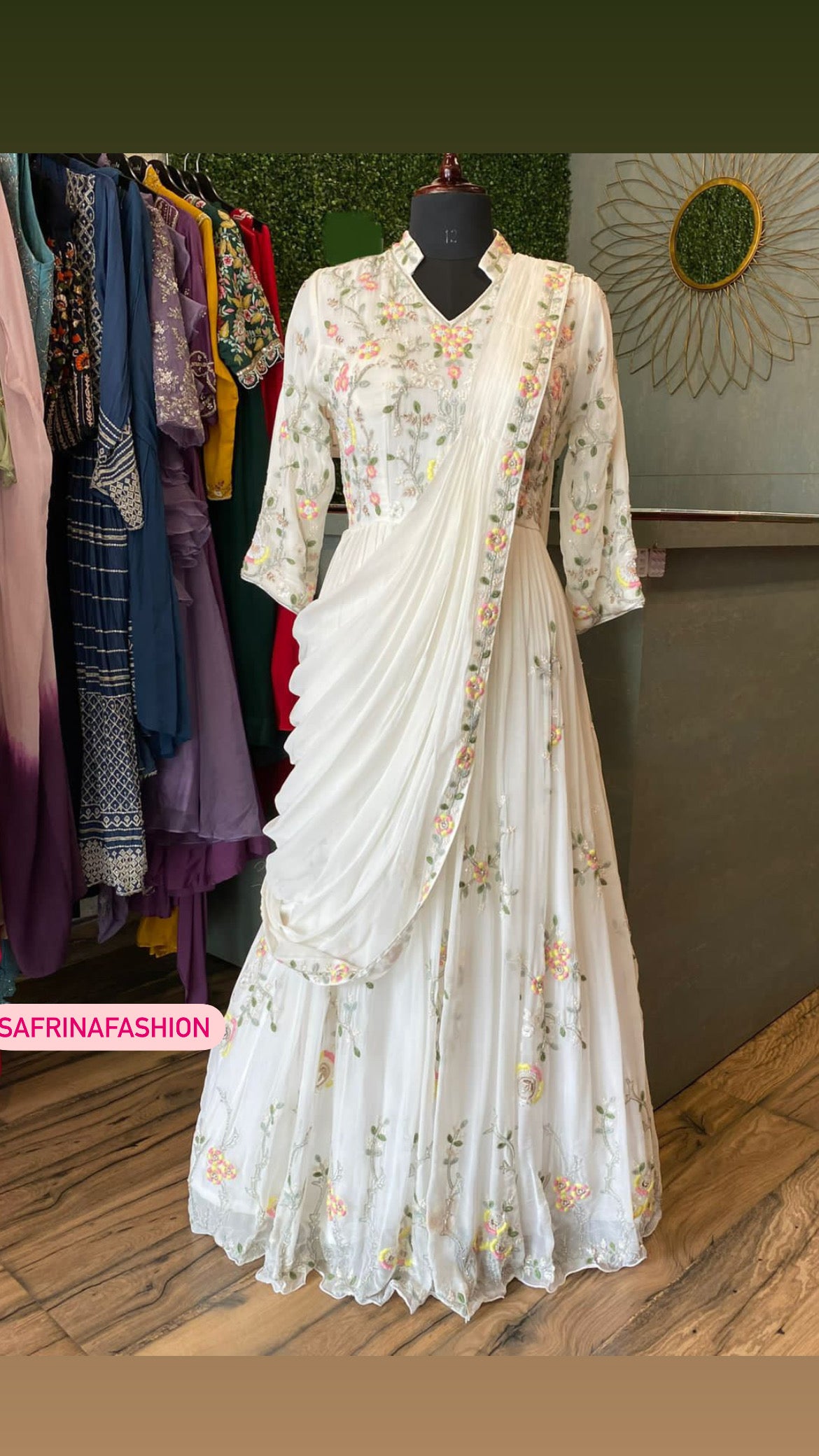 Embroidered fairly gown - Saffronfashionindia