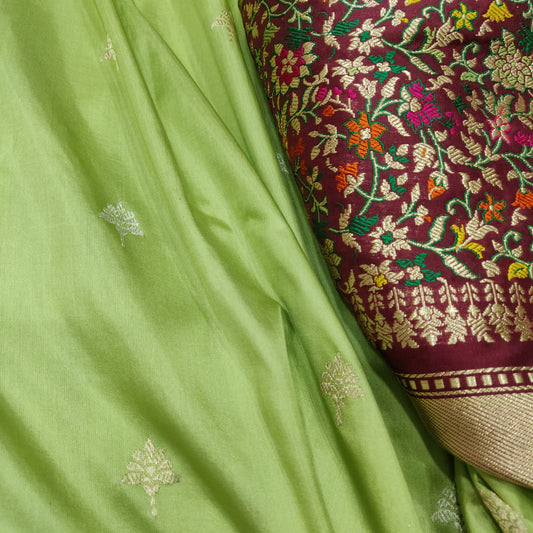 Vintage Banarsi Katan silk saree - Saffronfashionindia