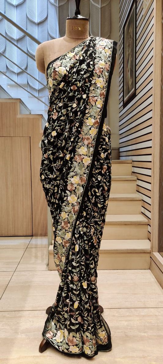 Zinhaat Parsi gara Authentic Sarees - Saffronfashionindia