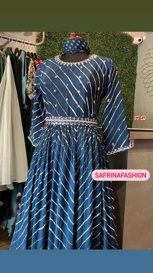 Blue indowestern dress - Saffronfashionindia