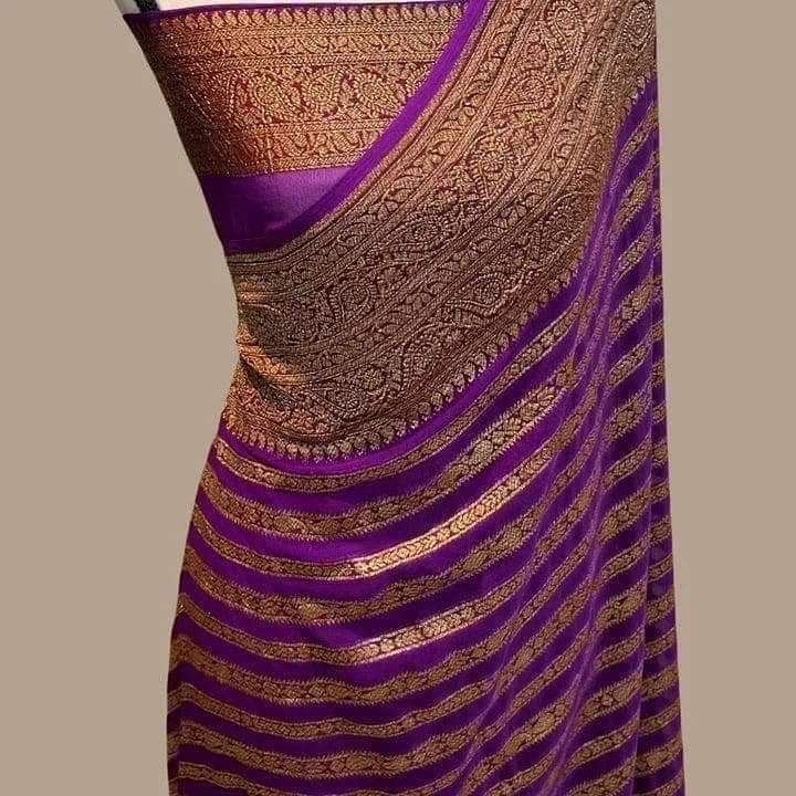 Lavita khaddi chiffon gorgette saree - Saffronfashionindia