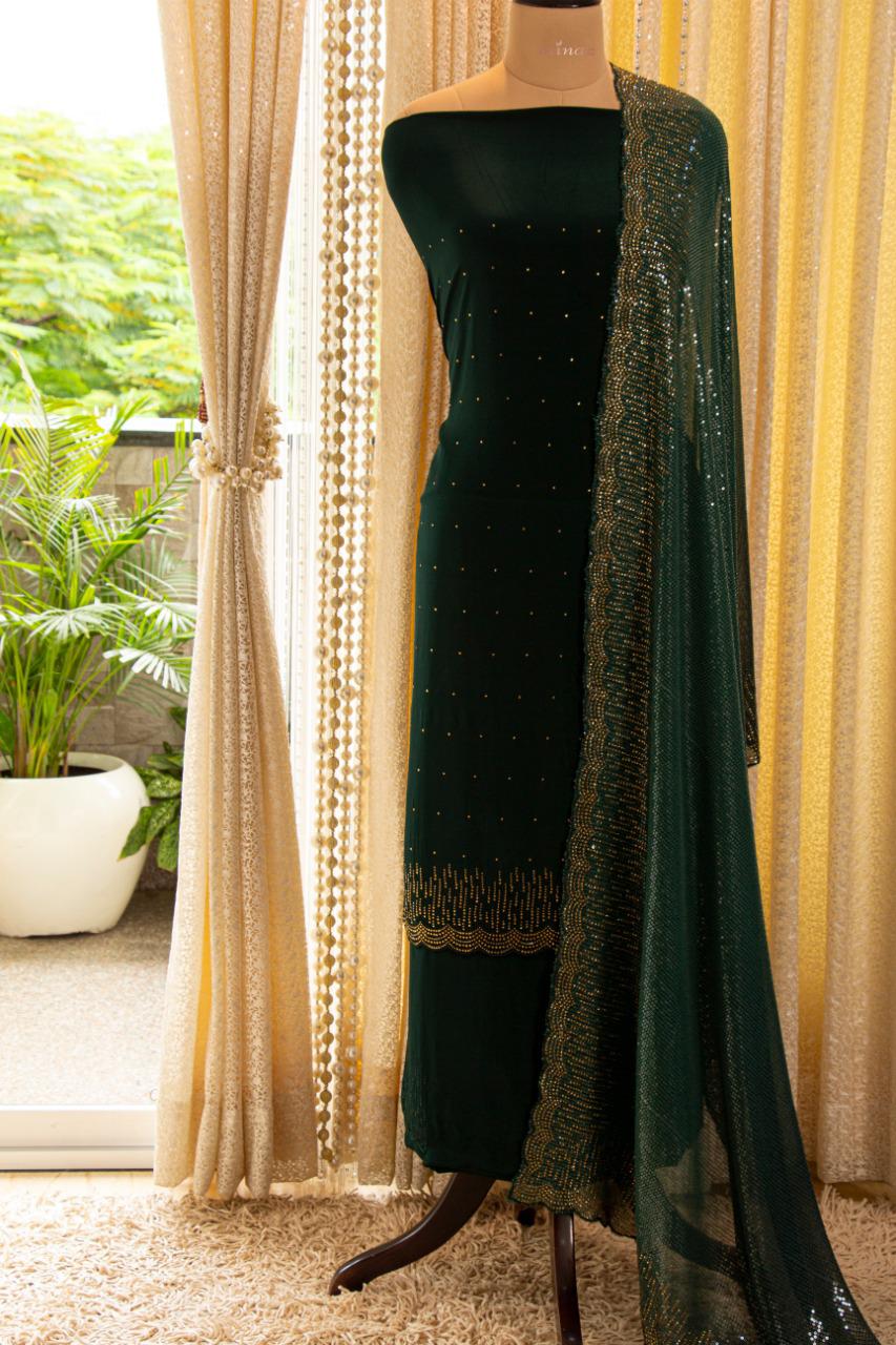 Sparkling crepe salwar suit - Saffronfashionindia