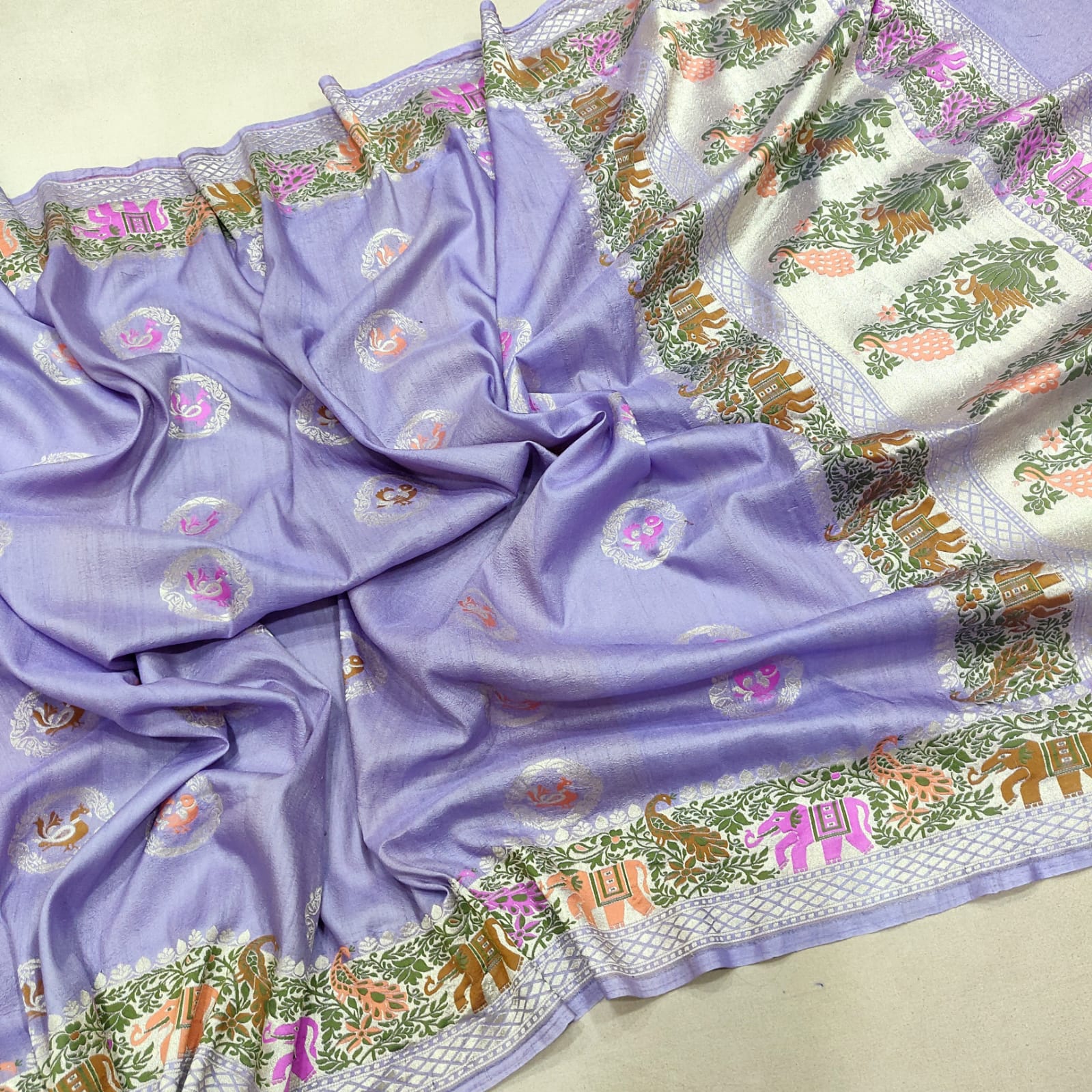 Hamsa tussar Banarsi sona rupa saree - Saffronfashionindia