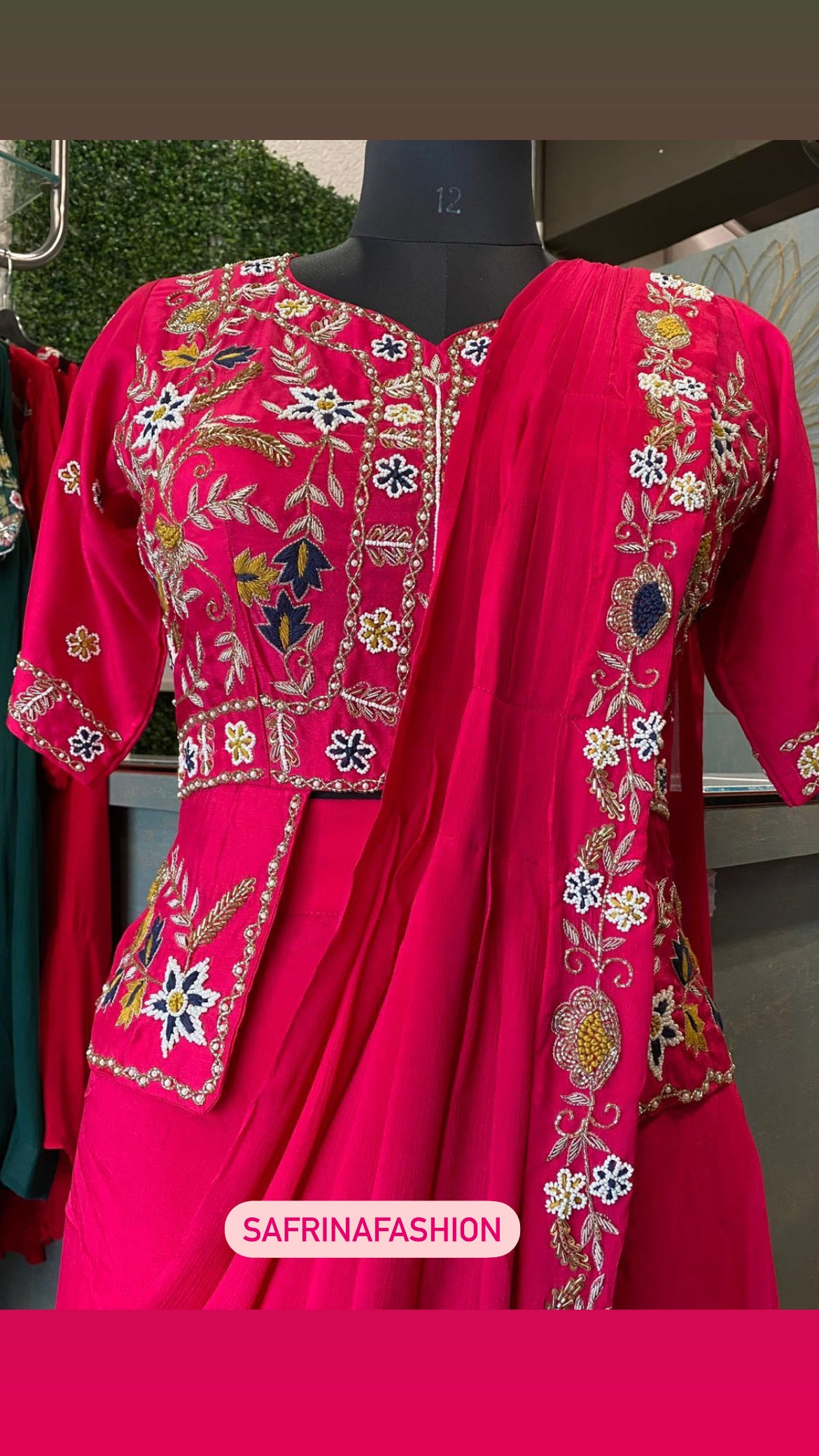 Belma pink embroidered dress - Saffronfashionindia