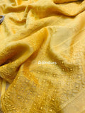 Daisy yellow Chikankari saree
