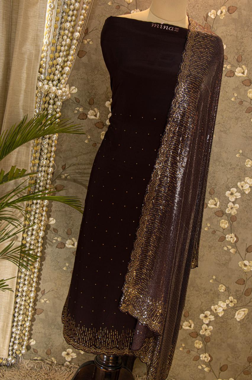 Sparkling crepe salwar suit - Saffronfashionindia