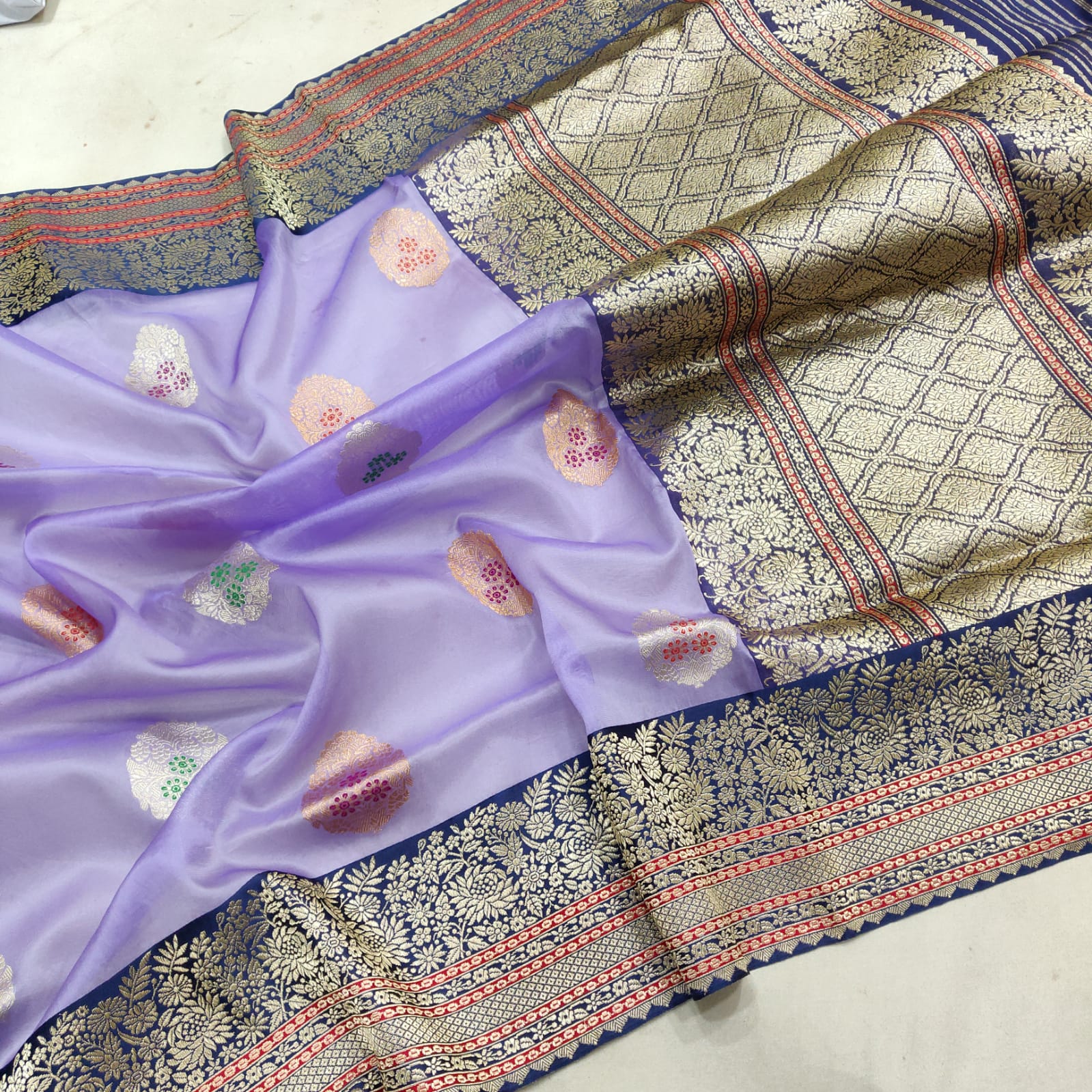 Lavender kora handwoven sarees - Saffronfashionindia