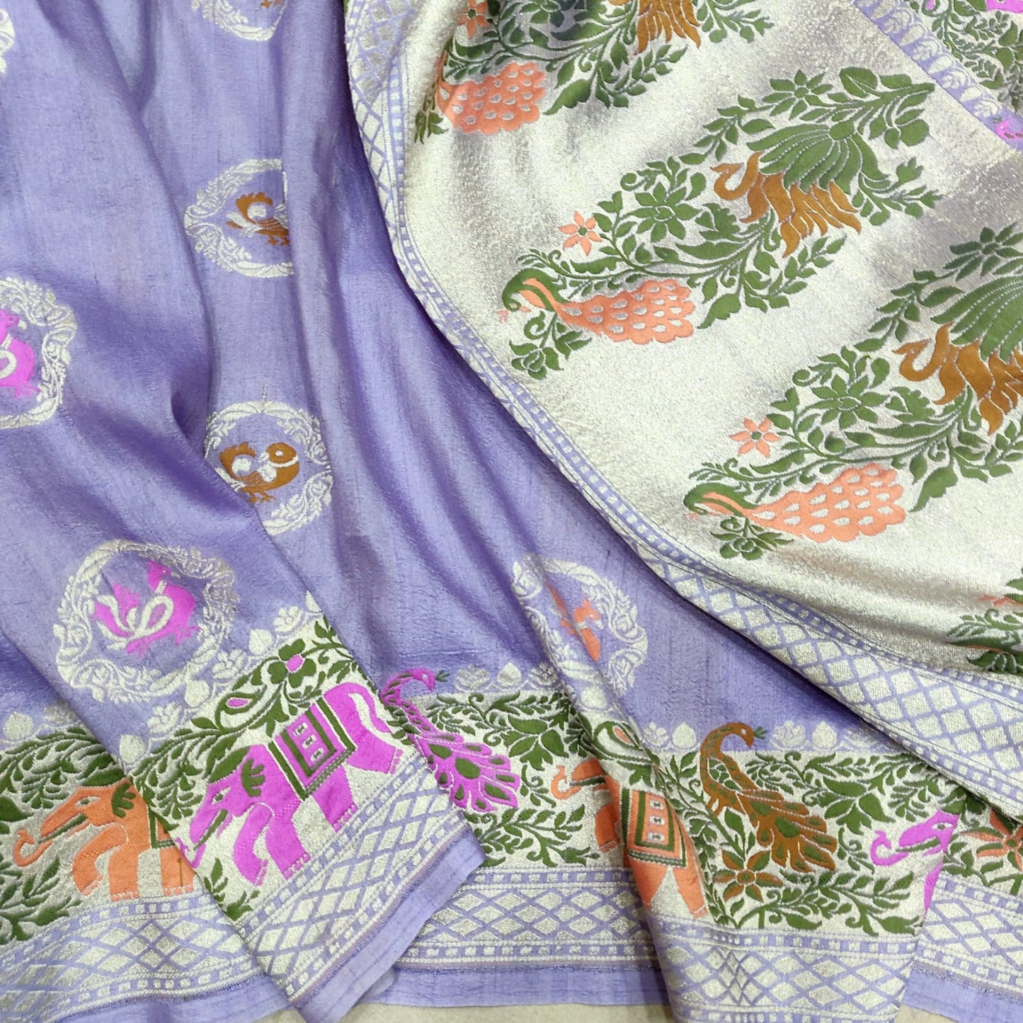 Hamsa tussar Banarsi sona rupa saree - Saffronfashionindia