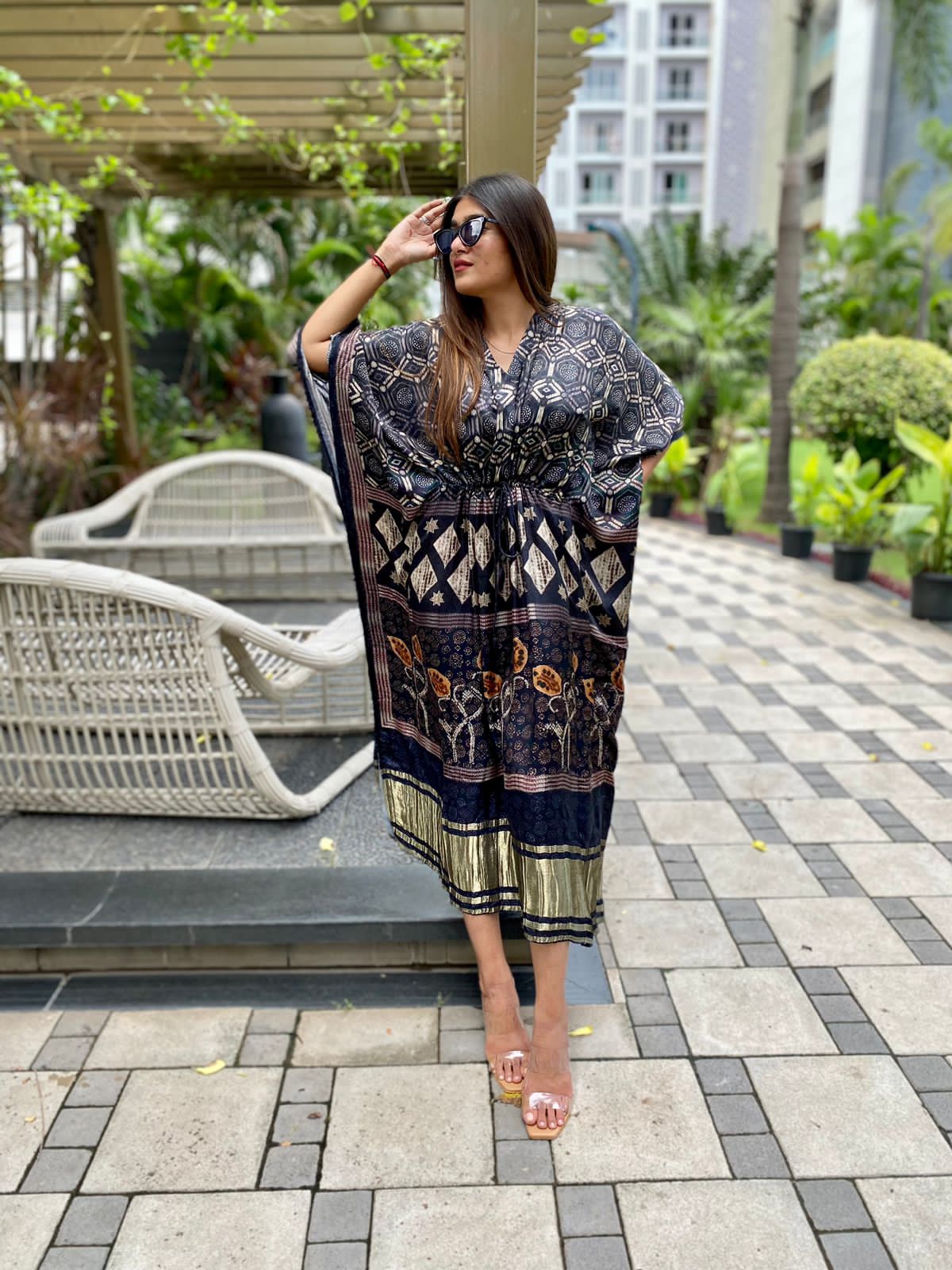 Beachong gajji silk kaftan - Saffronfashionindia