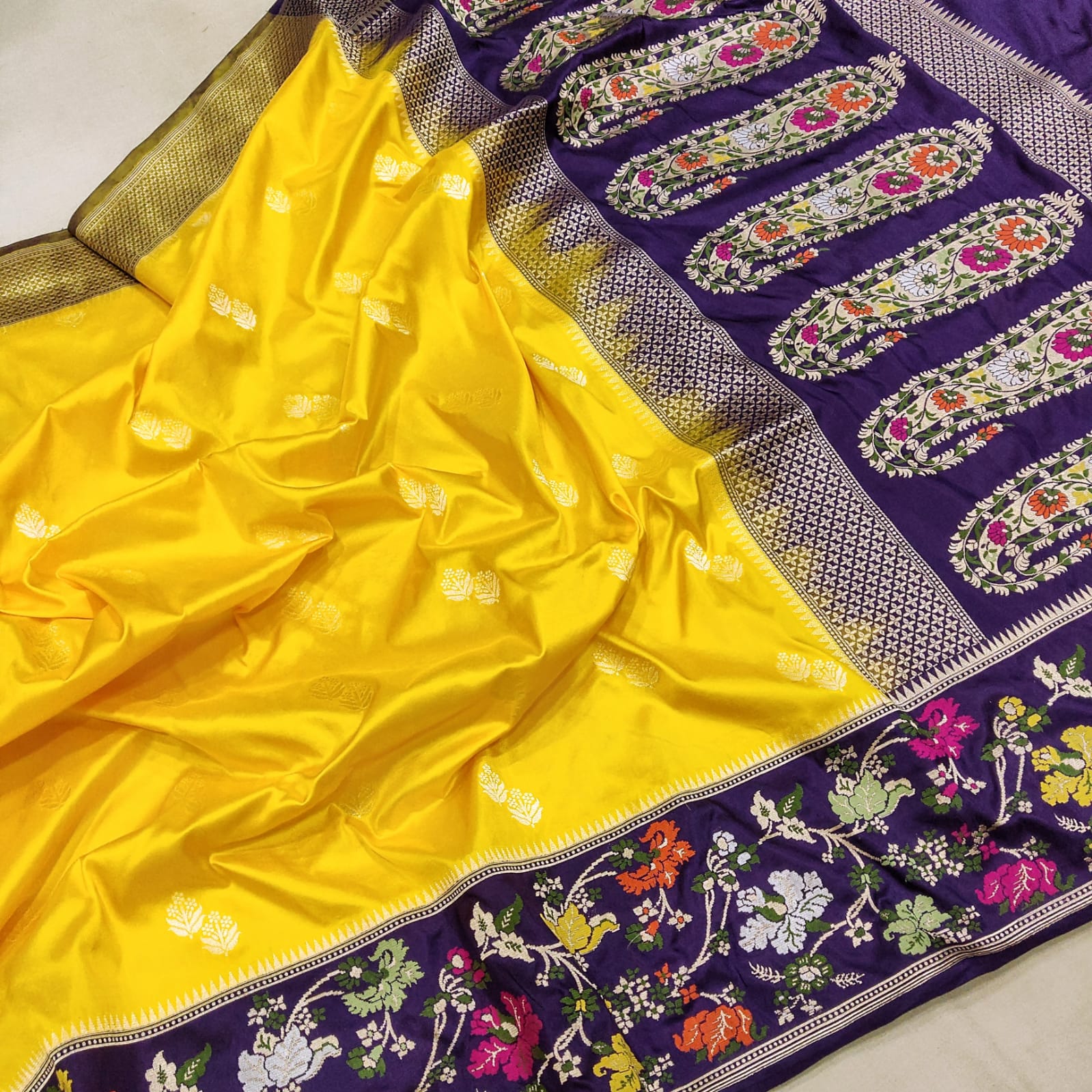 Gemeie Katan silk handwoven saree Saffronfashion