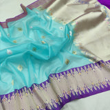 Aliva Firoza kora handwoven kadwa saree